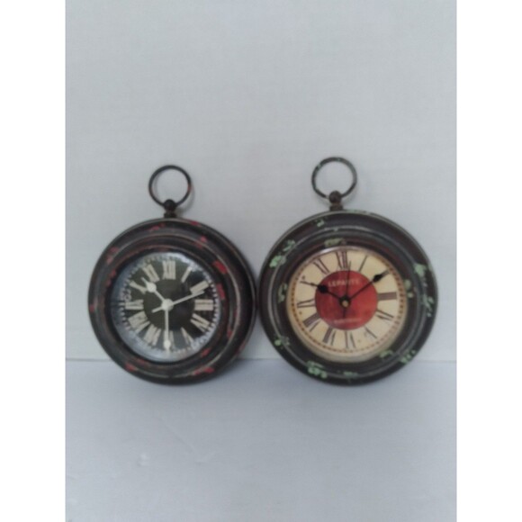 Set 2 Pocket Watch Wall Decor Vintage‎ Style Round Clocks Home Accent - Picture 4 of 6